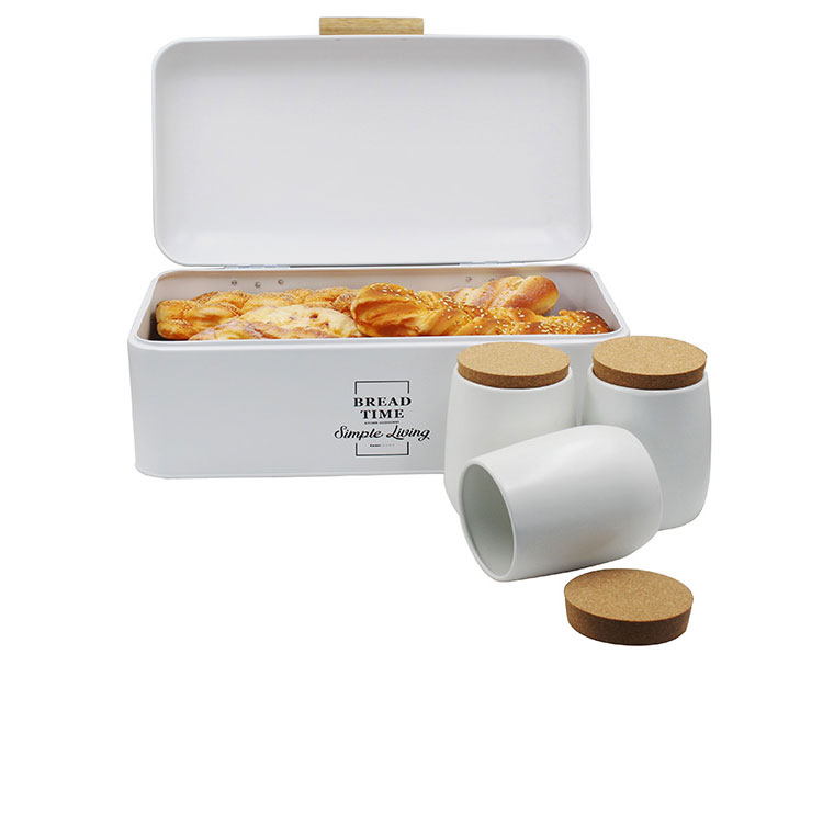 Get organized and keep all of your kitchen essentials close at hand with this set of 4 Ktichen Storage Containers and Bread Box